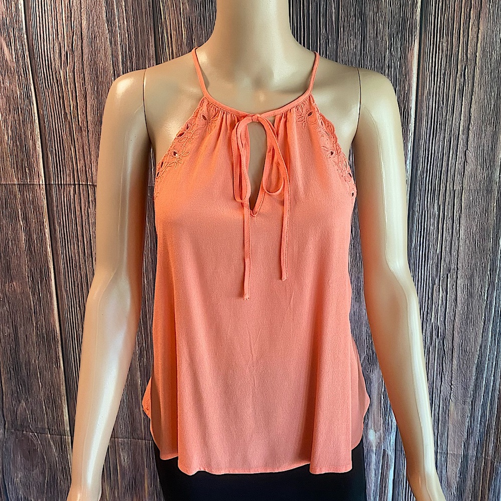 Nordstrom Lush size small boho eyelet embroidered peachy orange tank top